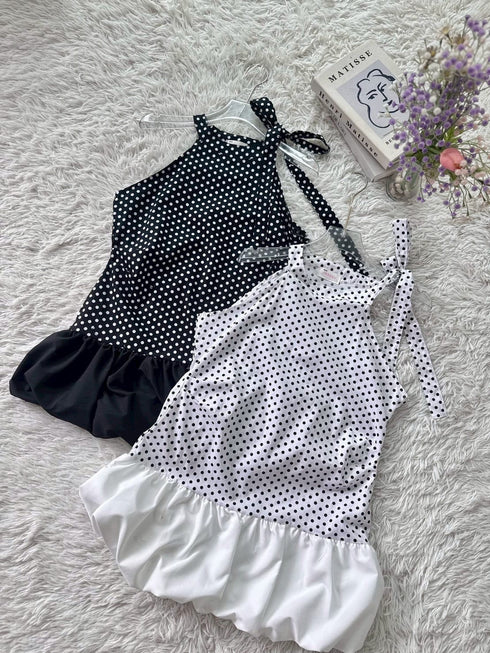 Halter Neck Design Polka Dot Tops